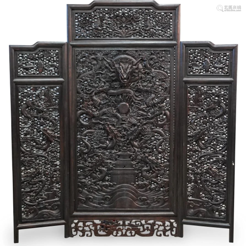 Chinese Wood Carved Screen