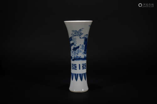 Ming dynasty blue-and-white figure vase with flowers