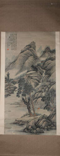 Qing dynasty Wang chen's landscape painting