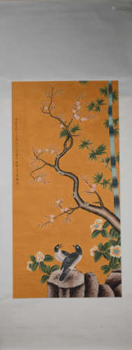 Qing dynasty Jiang tingxi's flower and bird painting