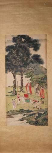 Qing dynasty Ding guanpeng's figure painting