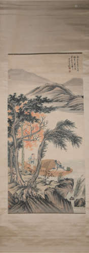 Ming dynasty Bao dong's landscape and figure painting