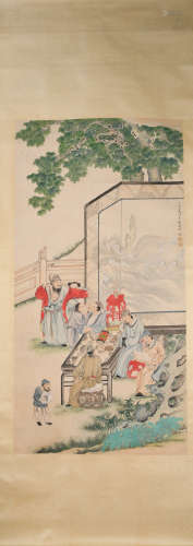 Qing dynasty Liu yanchong's figure painting