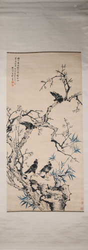 Modern Wang li's flower and bird painting
