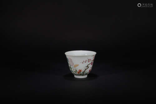 Qing dynasty pastel flower cup