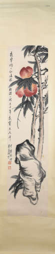 Modern Wu changshuo's birthday peach painting