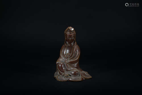 Qing dynasty Dehua brown glaze Kwan-yin