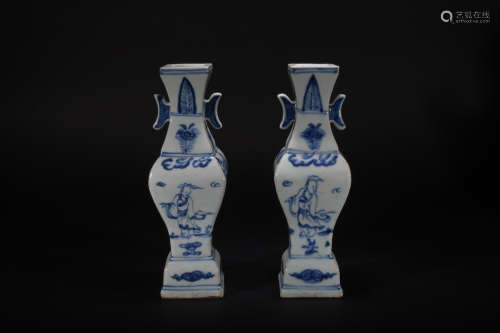 Ming dynasty blue-and-white figure vase*1 pair