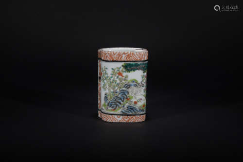 Qing dynasty enamel pen container