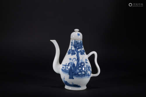 Qing dynasty blue-and-white and figure teapot