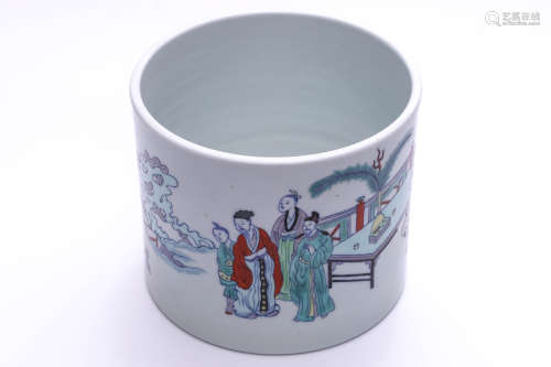 A Chinese Doucai Porcelain Brush Pot