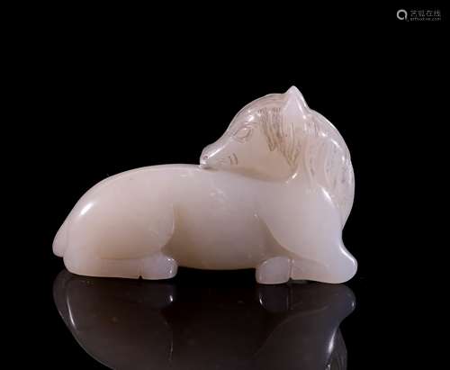 A 'Horse' Hetian White Jade Ornament