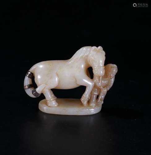 A Chinese 'Man and Horse' Jade Ornament