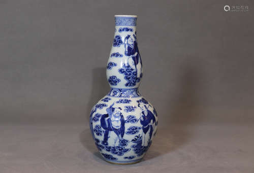 A Blue and White Gourd-shaped Porcelain Vase