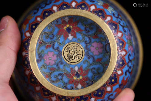 A Pair of Chinese Cloisonne Enamel Bronze Bowls