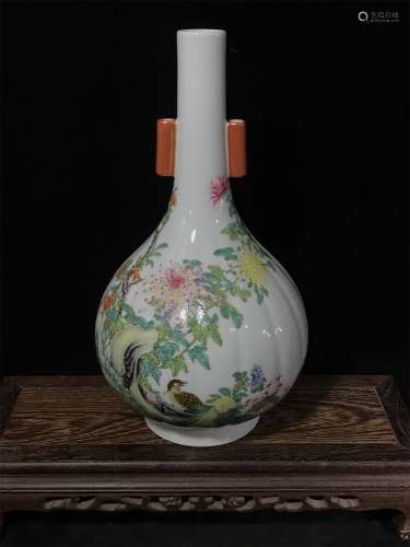 A Famille Rose Porcelain Bottle Vase
