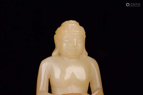 A Chinese Hetian White Jade Statue of Tathāgata