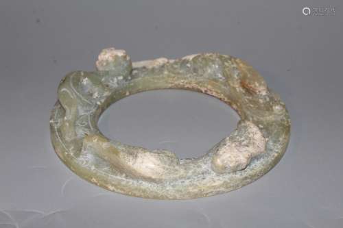 A Hongshan Culture Jade Carved 'Pig Dragon' Ornament