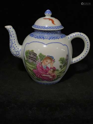 An Enamel Painted Porcelain Tea Pot