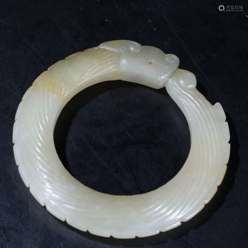 A Chinese Dragon-shaped Jade Bangle Bracelet 