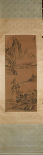 A Chinese Painting Silk Scroll, Yun Benchu Mark