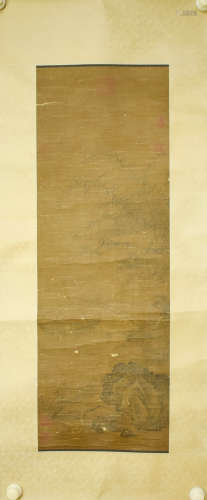 A Chinese Bamboo Painting Silk Scroll, Unknown Mark