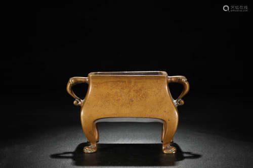 A Chinese Bronze Square Burner