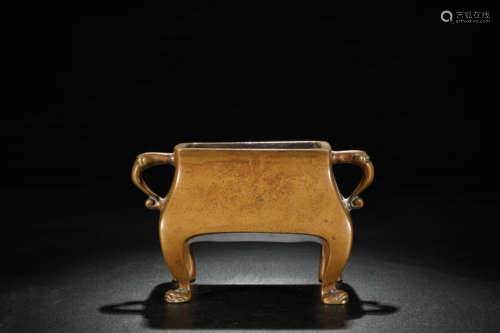 A Chinese Bronze Square Burner