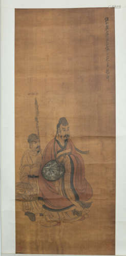 A Chinese Figure Silk Scroll, Chen Hongshou Mark