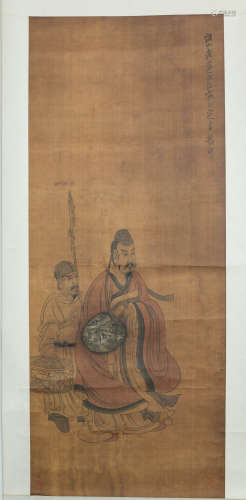A Chinese Figure Silk Scroll, Chen Hongshou Mark
