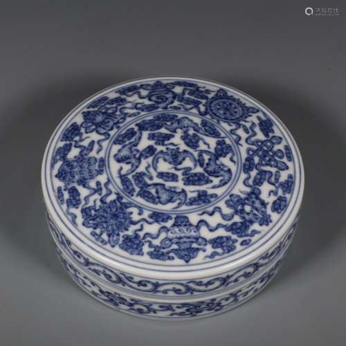 A Chinese Blue and White Ink Box