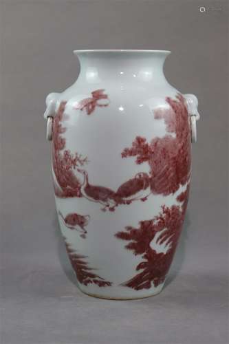 A Red Undeglaze Porcelain Decorative Vase 