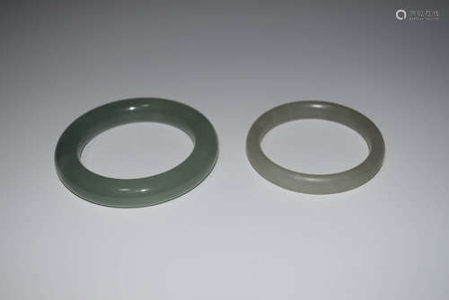 Two Chinese Jade Bangle Bracelets