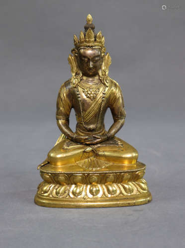 A Gilt Bronze Statue of Amitayus Buddha