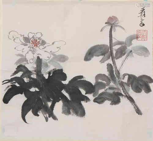 A Chinese Peony Painting, Zhang Daqian Mark