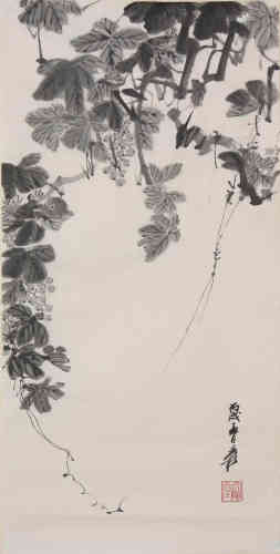 A Chinese Grape Painting, Zhang Daqian Mark