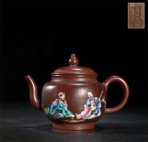 A Chinese ZISHA Figure Teapot