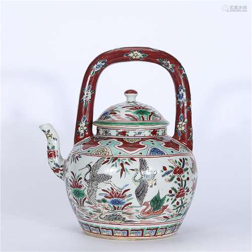A Chinese WUCAI Porcelain Teapot