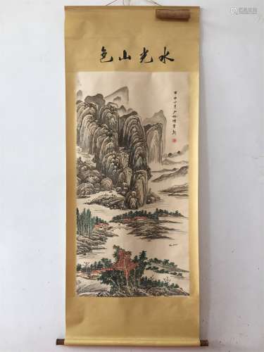 A Chinese Scroll Painting by Chen Yunzhang of Landscaoe