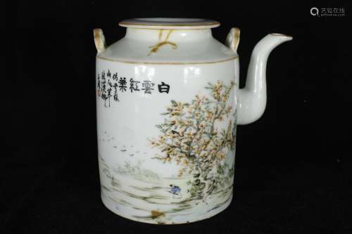 A Chinese Pottery Landscape Teapot