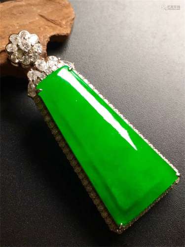 A Chinese Green Jadeite Pendant Without a Chain
