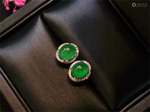 Chinese Green Jadeite Earrings