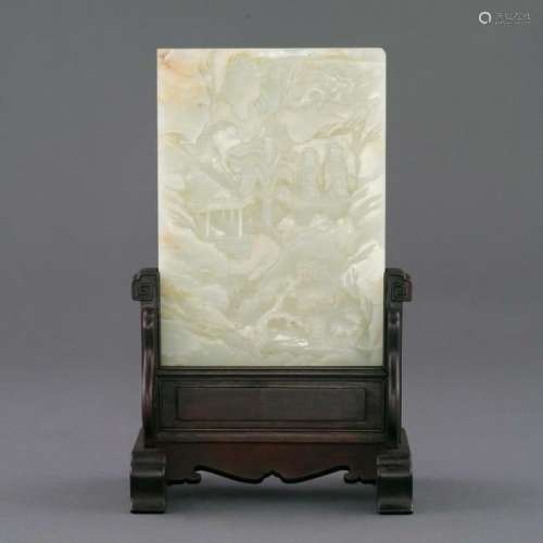 CHINESE JADE LANDSCAPE TABLE SCREEN