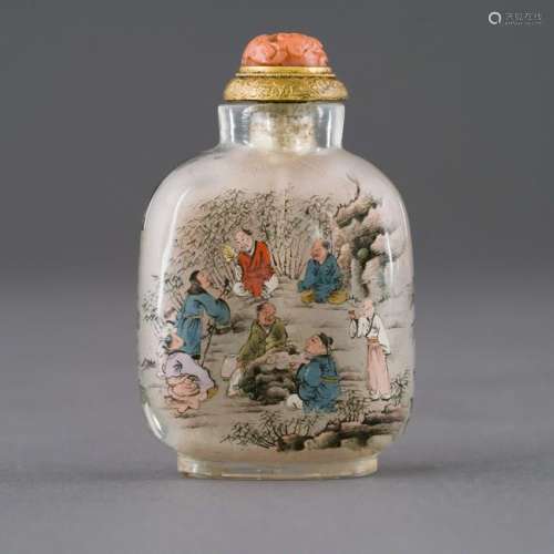 19/20TH C QING REVERSE PAINTING SNUFF BOTTLE