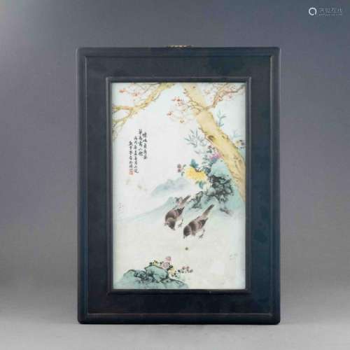 20TH C. REPUBLIC PERIOD FRAMED PORCELAIN PAINTING