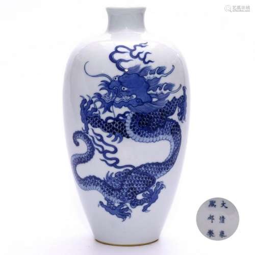 A CHINESE BLUE AND WHITE PORCELAIN PLUM VASE