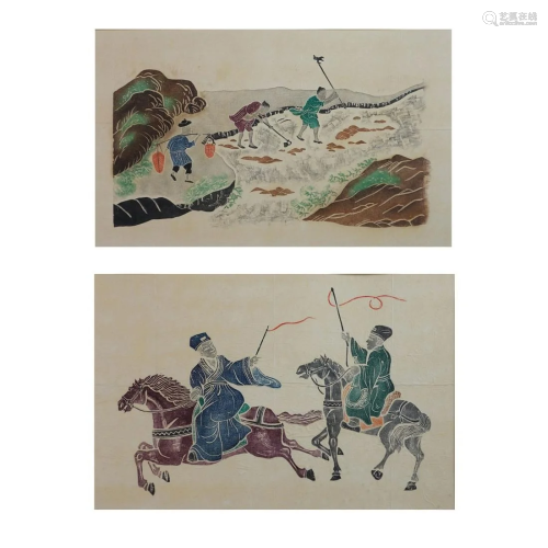 Pair of Chinese Woodblock Prints