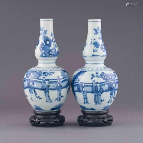 PR. KANGXI FIGURINES & ARCHITECTURAL DOUBLE GOURD ON