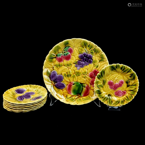 9 pcs Sarreguemines French Majolica Dessert Set