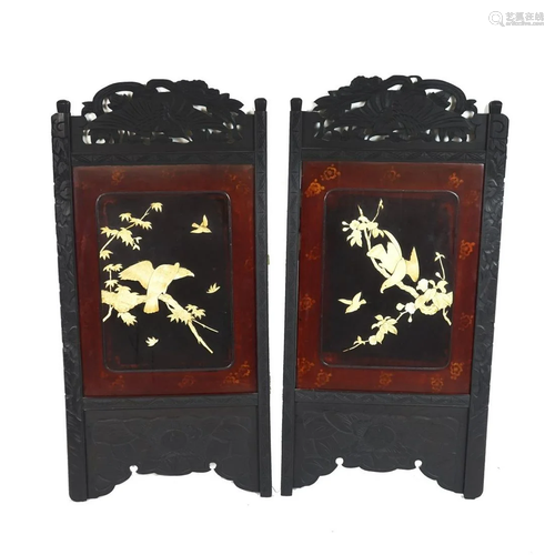 Pair of Japanese Shibayama Panels